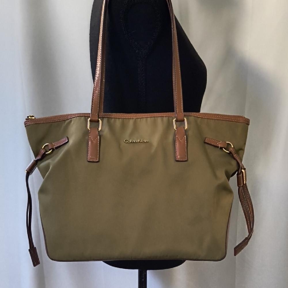 90s Calvin Klein Canvas & Leather Tote Bag